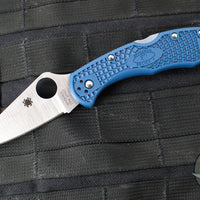 Spyderco Delica Flat Ground Lockback Folder- Cobalt Blue FRN Handle- Satin SPY27 Steel Blade