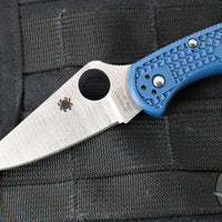 Spyderco Delica Flat Ground Lockback Folder- Cobalt Blue FRN Handle- Satin SPY27 Steel Blade