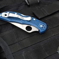 Spyderco Delica Flat Ground Lockback Folder- Cobalt Blue FRN Handle- Satin SPY27 Steel Blade