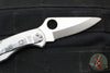 Spyderco Delica- Stainless Steel Handle- VG-10 Satin Flat Ground Plain Edge Blade C11P