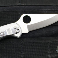Spyderco Delica- Stainless Steel Handle- VG-10 Satin Flat Ground Plain Edge Blade C11P