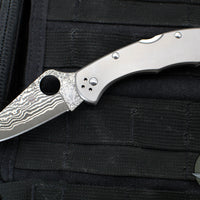 Spyderco Delica- Titanium Handle- Damascus Flat Ground Blade Lockback C11TIPD v1