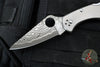 Spyderco Delica- Titanium Handle- Damascus Flat Ground Blade Lockback C11TIPD v1