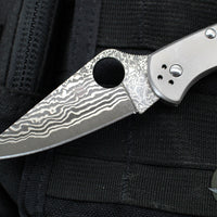 Spyderco Delica- Titanium Handle- Damascus Flat Ground Blade Lockback C11TIPD v1