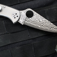 Spyderco Delica- Titanium Handle- Damascus Flat Ground Blade Lockback C11TIPD v1