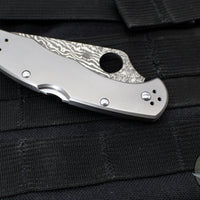 Spyderco Delica- Titanium Handle- Damascus Flat Ground Blade Lockback C11TIPD v1