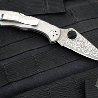 Spyderco Delica- Titanium Handle- Damascus Flat Ground Blade Lockback C11TIPD v8