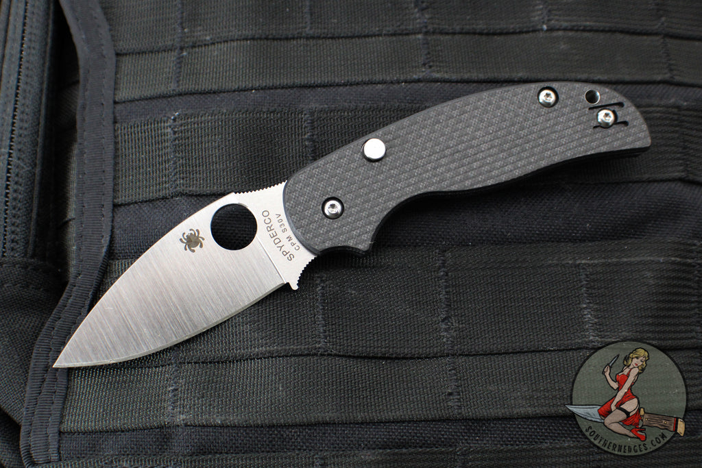 Spyderco Sage 6 Button Lock Folder- Carbon Fiber/Black G-10 Handle- Satin CPM S30V Blade C123CFBCLP