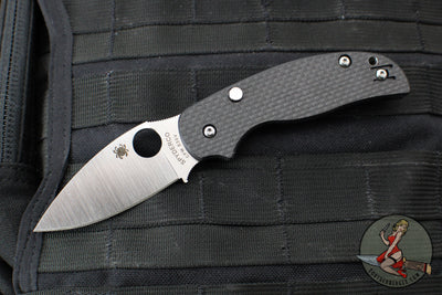 Spyderco Sage 6 Button Lock Folder- Carbon Fiber/Black G-10 Handle- Satin CPM S30V Blade C123CFBCLP