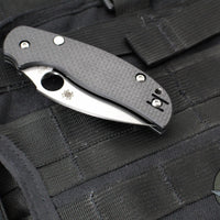 Spyderco Sage 6 Button Lock Folder- Carbon Fiber/Black G-10 Handle- Satin CPM S30V Blade C123CFBCLP