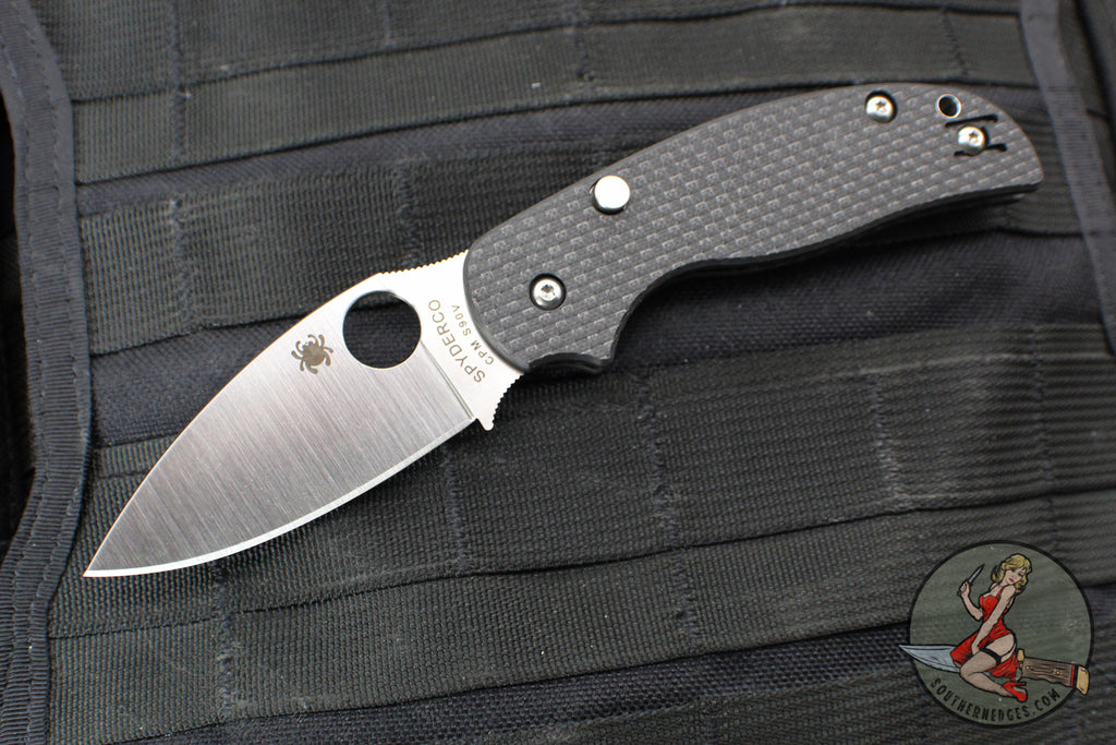 Spyderco Sage 6 Button Lock Folder- Carbon Fiber/Black G-10 Handle- Satin CPM S90V Blade C123CFBCLS90VP