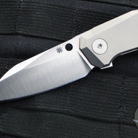 Spyderco Techno Flipper- Bead Blast Titanium Handle- Satin Flat Ground Sheepsfoot Knife C158TIP3