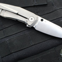 Spyderco Techno Flipper- Bead Blast Titanium Handle- Satin Flat Ground Sheepsfoot Knife C158TIP3