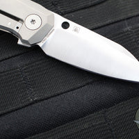 Spyderco Techno Flipper- Bead Blast Titanium Handle- Satin Flat Ground Sheepsfoot Knife C158TIP3