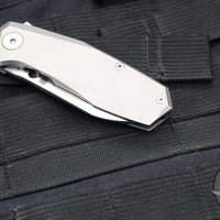 Spyderco Techno Flipper- Bead Blast Titanium Handle- Satin Flat Ground Sheepsfoot Knife C158TIP3