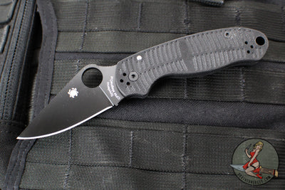 Spyderco Para 3 Salt Compression Lock Folder- Black Textured G-10 Handle- Black Magnacut Steel Blade C223GMCBKP