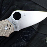 Spyderco Para 3 Folder- Brown Canvas Micarta Handle- Satin CPM CRU-WEAR Blade C223MPCW