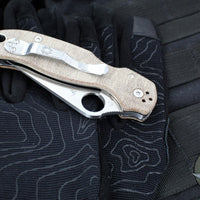 Spyderco Para 3 Folder- Brown Canvas Micarta Handle- Satin CPM CRU-WEAR Blade C223MPCW