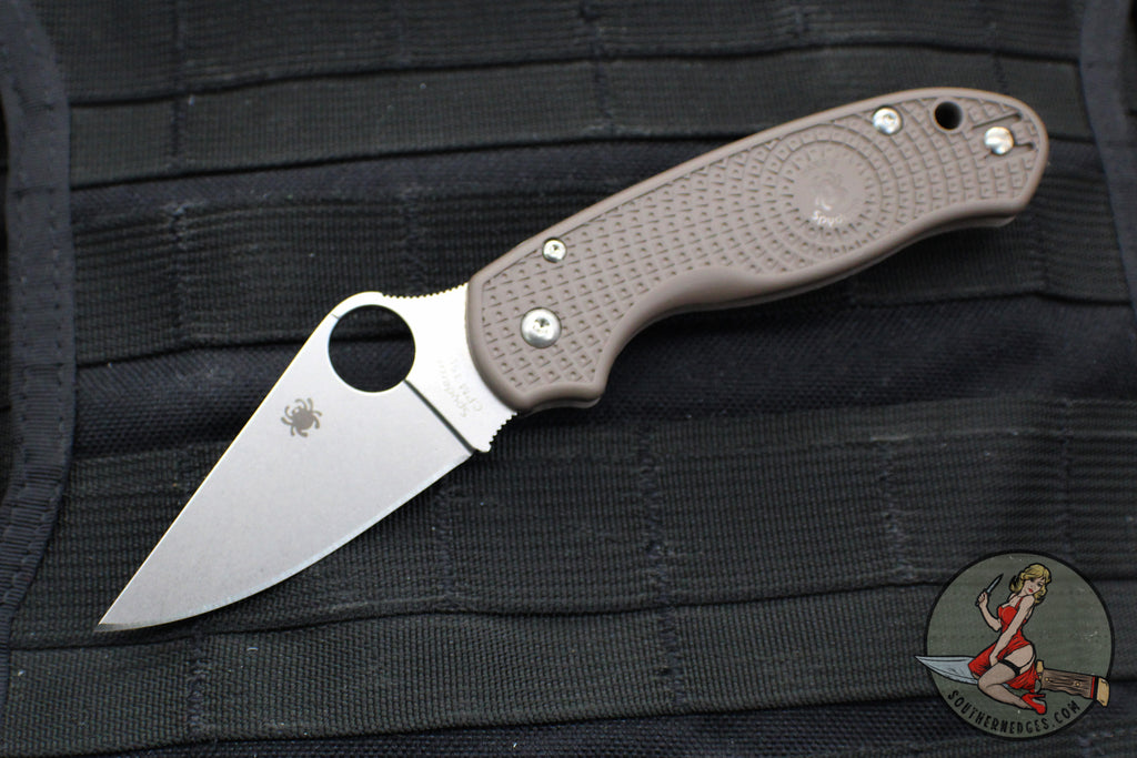 Spyderco Para 3 Folder- Lightweight- Brown FRN- Satin CPM-15V Plain Edge C223PBN15V