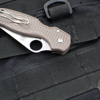 Spyderco Para 3 Folder- Lightweight- Brown FRN- Satin CPM-15V Plain Edge C223PBN15V