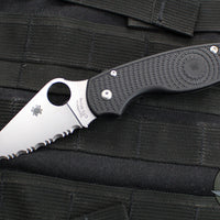 Spyderco Para 3 Lightweight Folder- Black FRN Handle- Satin Serrated Edge C223SBK