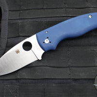 Spyderco Shaman- Cobalt Blue G-10 Handle- Satin Saber Ground SPY27 Steel Blade- Compression Lock Knife C229GPCBL