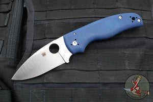 Spyderco Shaman- Cobalt Blue G-10 Handle- Satin Saber Ground SPY27 Steel Blade- Compression Lock Knife C229GPCBL