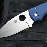 Spyderco Shaman- Cobalt Blue G-10 Handle- Satin Saber Ground SPY27 Steel Blade- Compression Lock Knife C229GPCBL