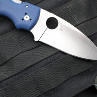 Spyderco Shaman- Cobalt Blue G-10 Handle- Satin Saber Ground SPY27 Steel Blade- Compression Lock Knife C229GPCBL