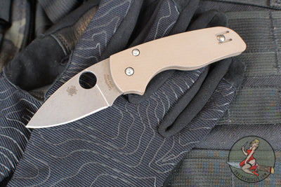 Spyderco Lil' Native- Brown G-10 Handle- Satin Flat Ground 15V Blade C230GPBN15V