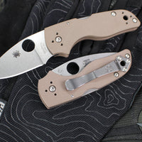 Spyderco Lil' Native- Mid Lockback- Brown G-10 Handle- Satin Flat Ground 15V Blade C230MBGPBN15V