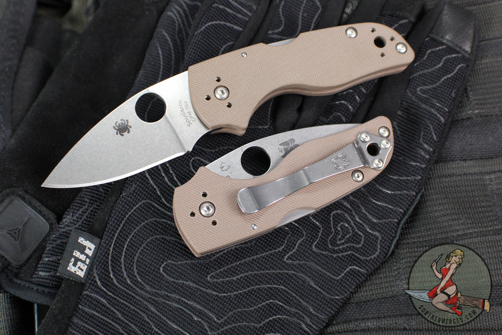 Spyderco Lil' Native- Mid Lockback- Brown G-10 Handle- Satin Flat Ground 15V Blade C230MBGPBN15V