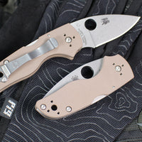 Spyderco Lil' Native- Mid Lockback- Brown G-10 Handle- Satin Flat Ground 15V Blade C230MBGPBN15V