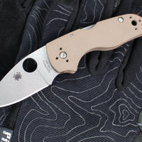 Spyderco Lil' Native- Mid Lockback- Brown G-10 Handle- Satin Flat Ground 15V Blade C230MBGPBN15V