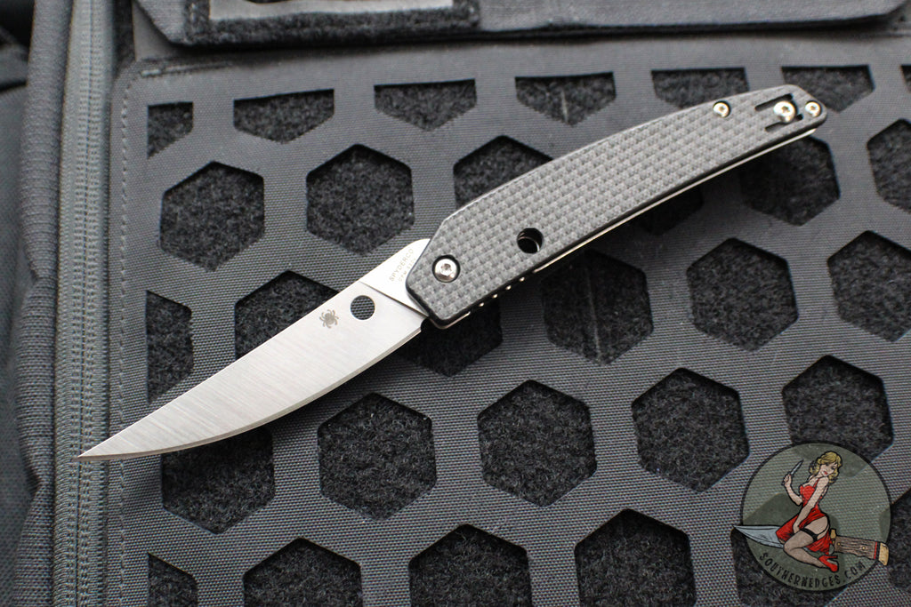 Spyderco Ikuchi Carbon Fiber Handle Satin Flat Ground Compression Lock C242CFP