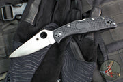 Spyderco Endela Lockback Folder- Black Handle- Satin Flat Ground Blade C243PBK