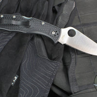 Spyderco Endela Lockback Folder- Black Handle- Satin Flat Ground Blade C243PBK