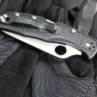 Spyderco Endela Lockback Folder- Black Handle- Satin Flat Ground Blade C243PBK