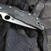 Spyderco Endela Lockback Folder- Black Handle- Satin Flat Ground Blade C243PBK
