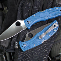 Spyderco Endela Lockback Folder- Cobalt Blue FRN Handle- Satin Flat Ground SPY27 Steel Blade C243PCBL