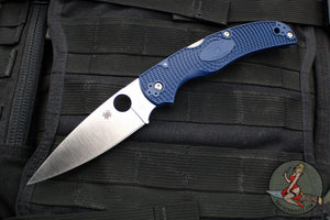 Spyderco Native Chief Folding Knife- Dark Blue FRN Handle- Satin Blade C244PDBL