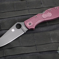 Spyderco Stretch 2 XL Lockback Knife- Burgundy FRN Handle- Black Flat Ground Blade C258BGBKP