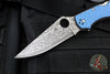 Spyderco Stretch 2 XL Lockback Knife- Blue Nishijin Glass Fiber Handle Scale- Damascus VG-10 Blade C258GFBLP