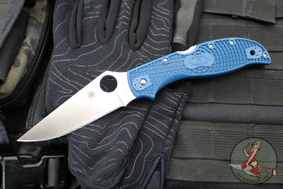 Spyderco Stretch 2 XL Lockback Knife- Cobalt Blue FRN Handle- Satin Flat Ground SPY27 Steel Blade C258PCBL