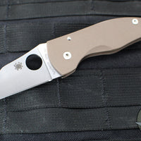Spyderco Microjimbo Folder- Wharncliffe- Brown G-10 Handle- Satin 15V Blade C264GPBN15V