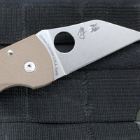 Spyderco Microjimbo Folder- Wharncliffe- Brown G-10 Handle- Satin 15V Blade C264GPBN15V