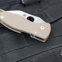 Spyderco Microjimbo Folder- Wharncliffe- Brown G-10 Handle- Satin 15V Blade C264GPBN15V