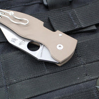 Spyderco Microjimbo Folder- Wharncliffe- Brown G-10 Handle- Satin 15V Blade C264GPBN15V