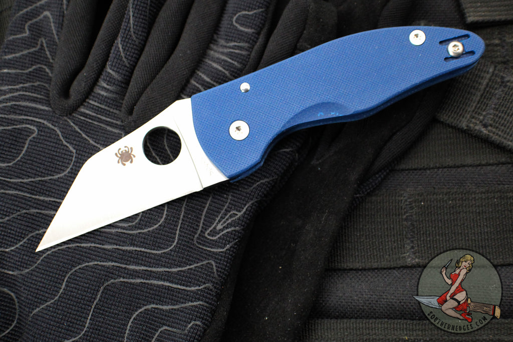 Spyderco Microjimbo Folder- Wharncliffe- Cobalt Blue G-10 Handle- Satin SPY27 Blade C264GPCBL