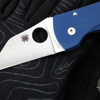Spyderco Microjimbo Folder- Wharncliffe- Cobalt Blue G-10 Handle- Satin SPY27 Blade C264GPCBL